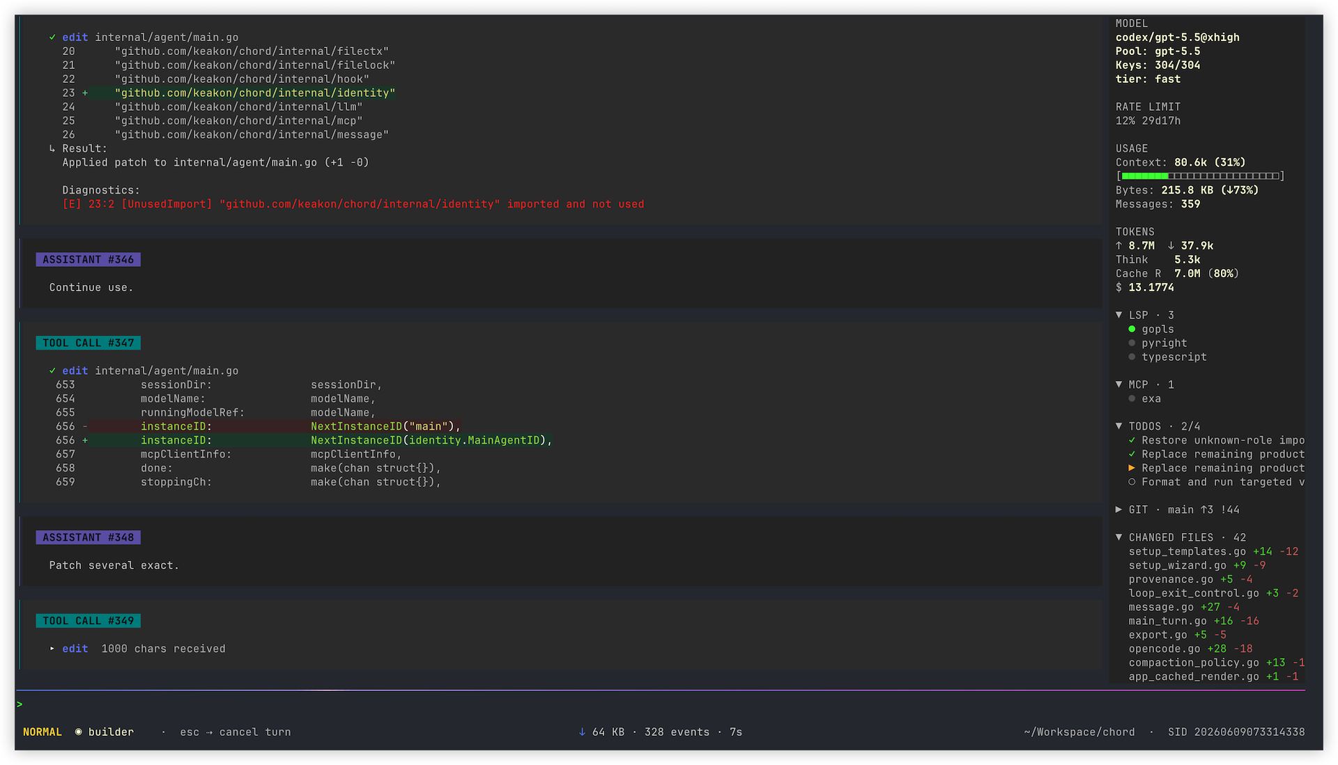 Chord terminal UI screenshot